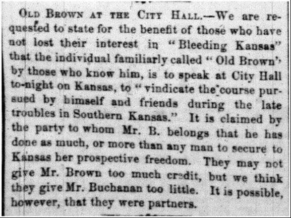 Newspaper article: Old Brown at the City Hall
