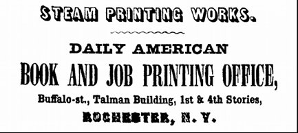 Image of an ad for Book and Job Printing - Steam Printing Works