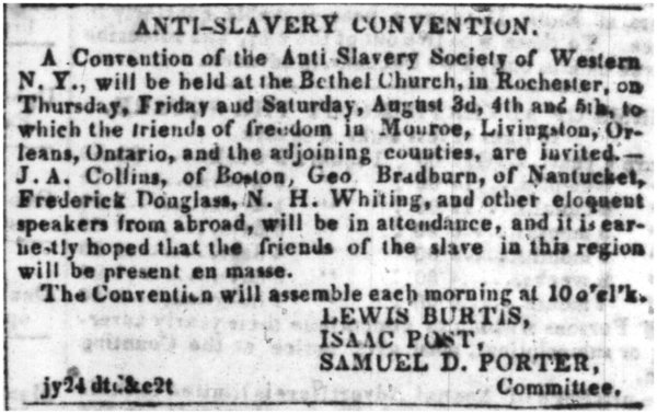 August 14, 1843 anti-slavery convention notice