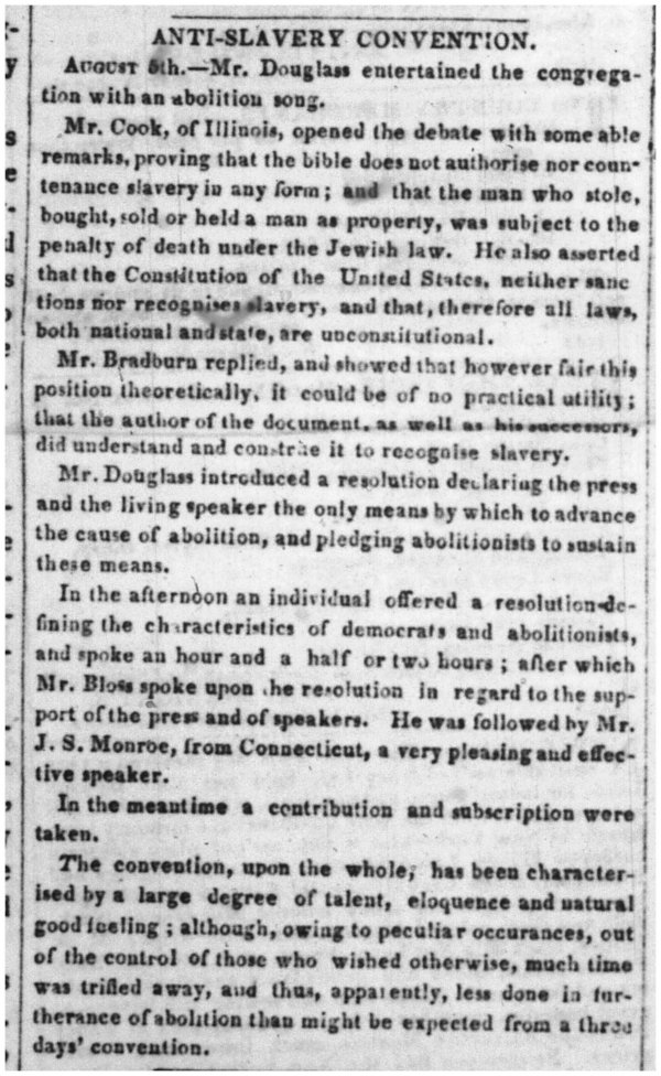August 17, 1843 anti-slavery convention notice