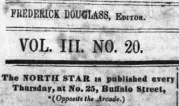 Newspaper clip showing The North Star is published every Thursday, at No. 25, Buffalo Street