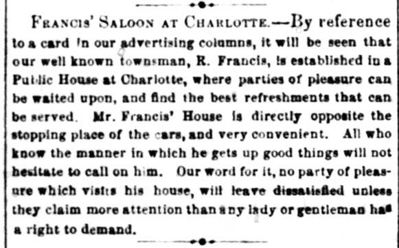 Francis' Saloon at Charlotte.