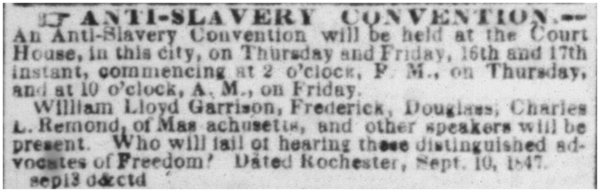 September 16,1847 anti-slavery convention notice