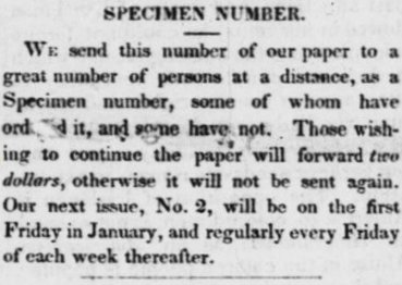 Image of the newspaper clipping entitled Specimen Number