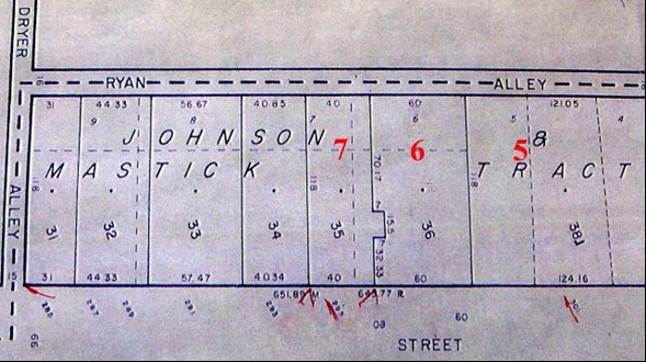 A current tax map showing the location of Douglass' house.