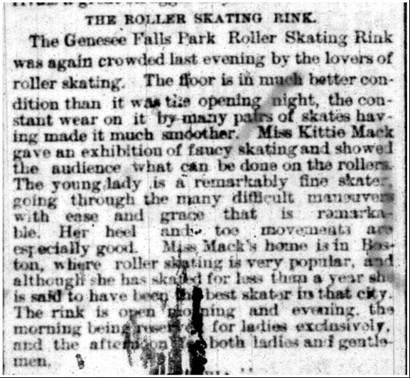 Newspaper clipping: The Roller Skating Rink.