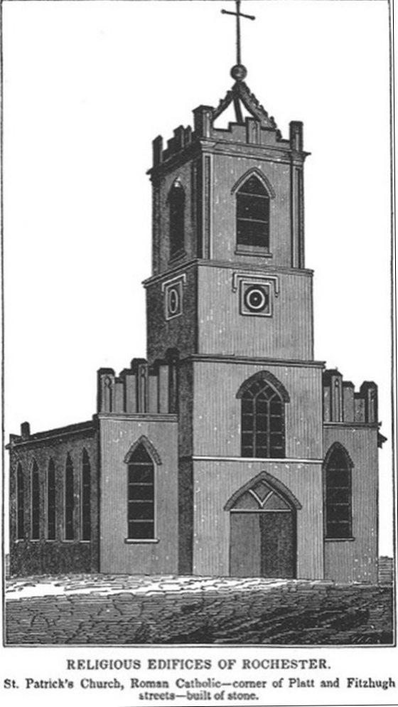 Image entitled:  RELIGIOUS EDIFICES OF ROCHESTER. St. Patrick's Church, Roman Catholic - corner of Platt and Fitzhugh streets - build of stone