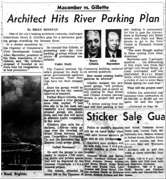Newspaper clip: Architect Hits River Parking Plan.