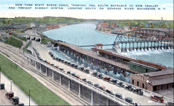 1935 Plat map showing the Barge Canal Harbor, Canal Terminal, and Lehigh Valley Railroad Freight Station