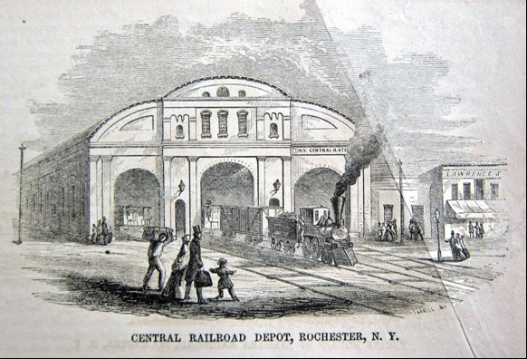 Drawing of Central Railroad Depot, Rochester NY