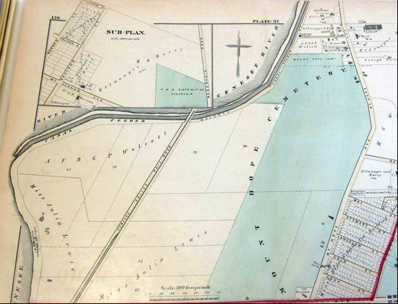 1875 map showing the Genesee and feeder canal