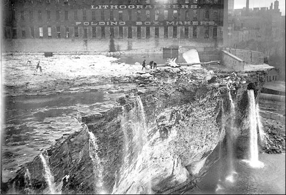 Image of the blasting of the lip of the falls.