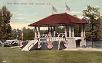 Picture of a postcard that shows the bandstand at Seneca Park