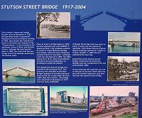Picture of the sign describing the history of the Studson Street Lift Bridge
