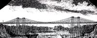 Drawing of the suspension bridge built over the Genesee