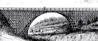 Drawing of the wooden arch bridge that spanned the Genesee