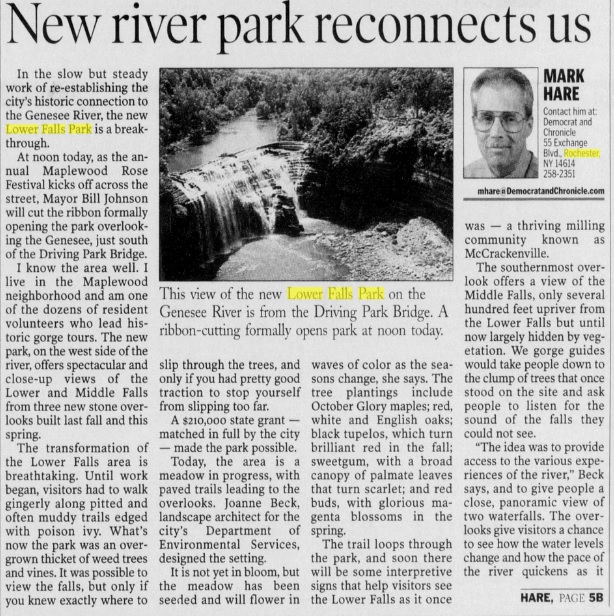 News article: New river park reconnects us