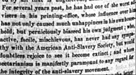 In the November 18, 1853 Liberator, without using her name, Julia Griffiths is accused of misleading Douglass.