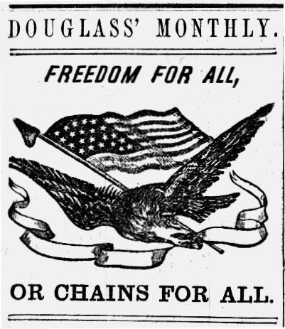 Image of an eagle flying with ribbon and flag used in the Douglass Monthly masthead