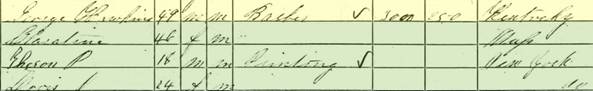 George Hawkins in 1850-60 census