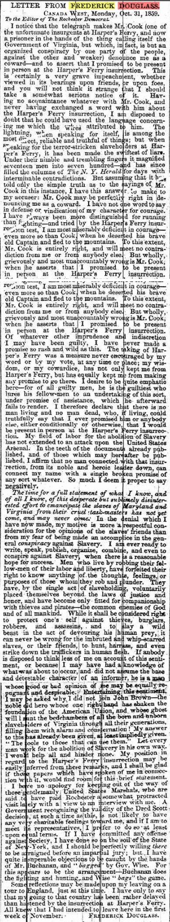 Letter from Frederick Douglass.