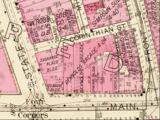 1926 plat map showing the location of Corinthian Hall