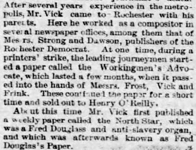 Newspaper clip of James Vick's obituary