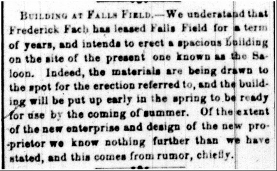 Newspaper clipping: Building at Falls Field.