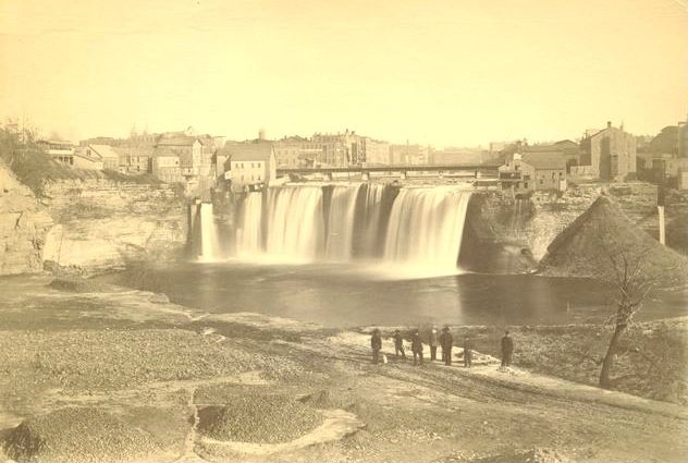 Image of falls and adjacent pile of rubble