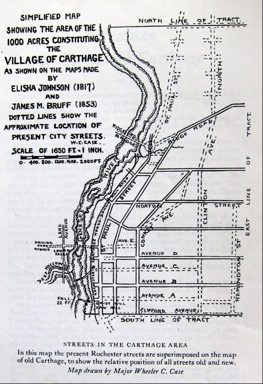 Map showing Carthage area with present day streets